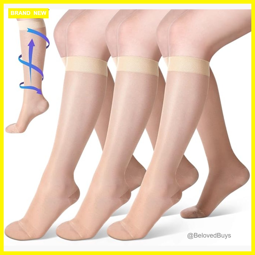 3 Pairs Sheer Compression Socks 2030 Mmhg Knee High Support Stockings